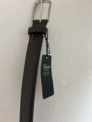 GINZA 천연 가죽 남성용 벨트 택 포함 미사용 새상품
