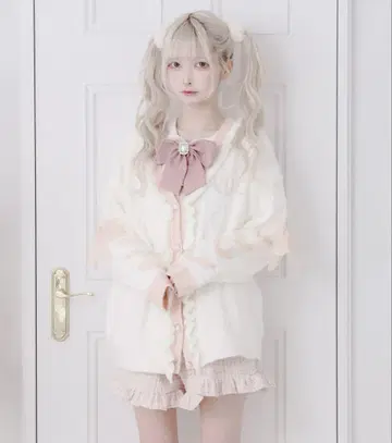 팔루프 Palelfy 소매 리본 V 넥 가디건