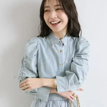 러브티크 모자 꽁지 데님 파워 숄더 셔츠