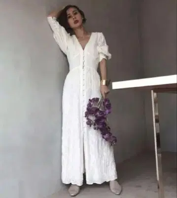 ameri vintage 오프왈트 화이트 코튼 레이스 원피스