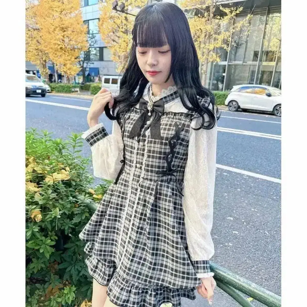 교판) rojita 로지타 프론트 레이스 체크 셋업