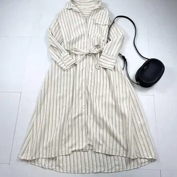 저널 스탠다드 리룸 셔츠 원피스 린넨 혼방 스트라이프 F