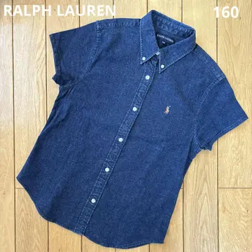 RALPH LAUREN 반팔 데님 셔츠 포니 마크 자수 버튼 다운