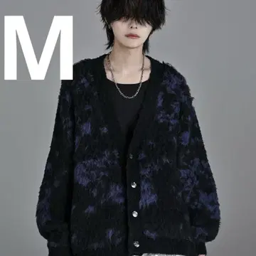 부클 샤기 니트 리버서블 카디건