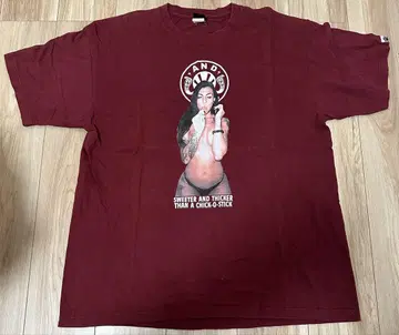 새상품급 ANDSANDS 면 badgyal 티셔츠 2XL 버건디