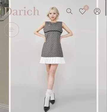 금일 한정 다리치 darich 플로키 도트 슬리브리스 미니 원피스