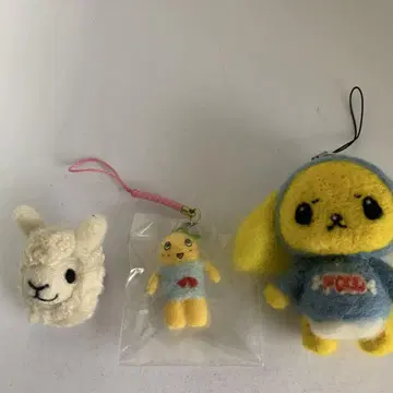 양모 펠트 알파카와 봉제 인형 스트랩 세트 3개