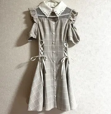 시크릿허니 원피스 레이스업 베이지 체크
