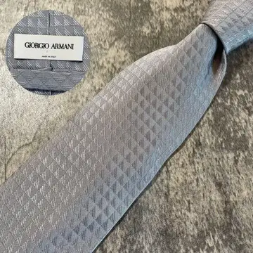 AN059 GIORGIO ARMANI 로고 라이트 블루 실크 넥타이