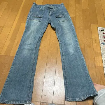 부츠 컷 데님, 플레어 데님, 라이트 블루 Y2K 그런지 패션 헤이세이