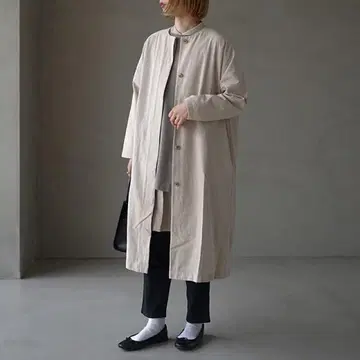 evam eva 노카라 코트 롱 코트 베이지 E221T021