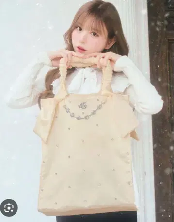 미셸 마카롱 반짝이 새틴 토트백
