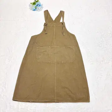 네스트로브 에이프런 원피스 점퍼 스커트 코튼 베이지