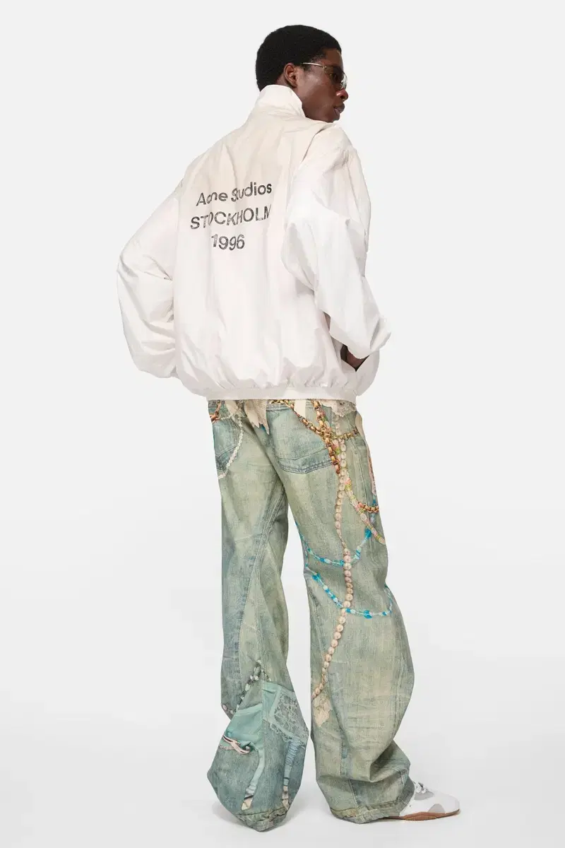 Acne Studio Logo Zipper Jacket Dusty White