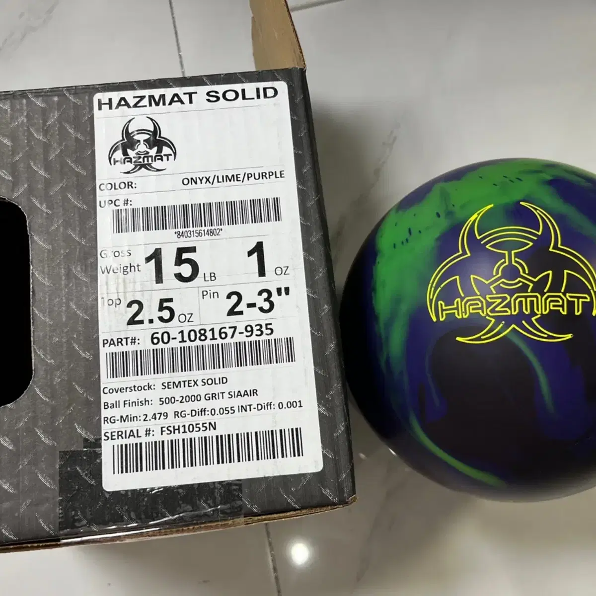 New Ball) Hammer Hazmat Solid 15 lbs #볼링공,#15파운드,#햄머