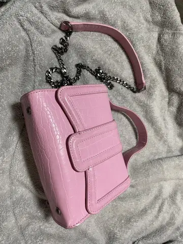 핑크 크로커다일풍 숄더백