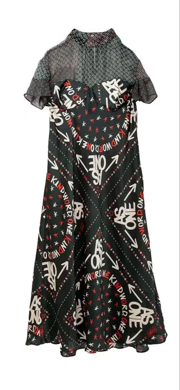 사카이 23ss 그래픽 프린트 반팔 드레스 원피스