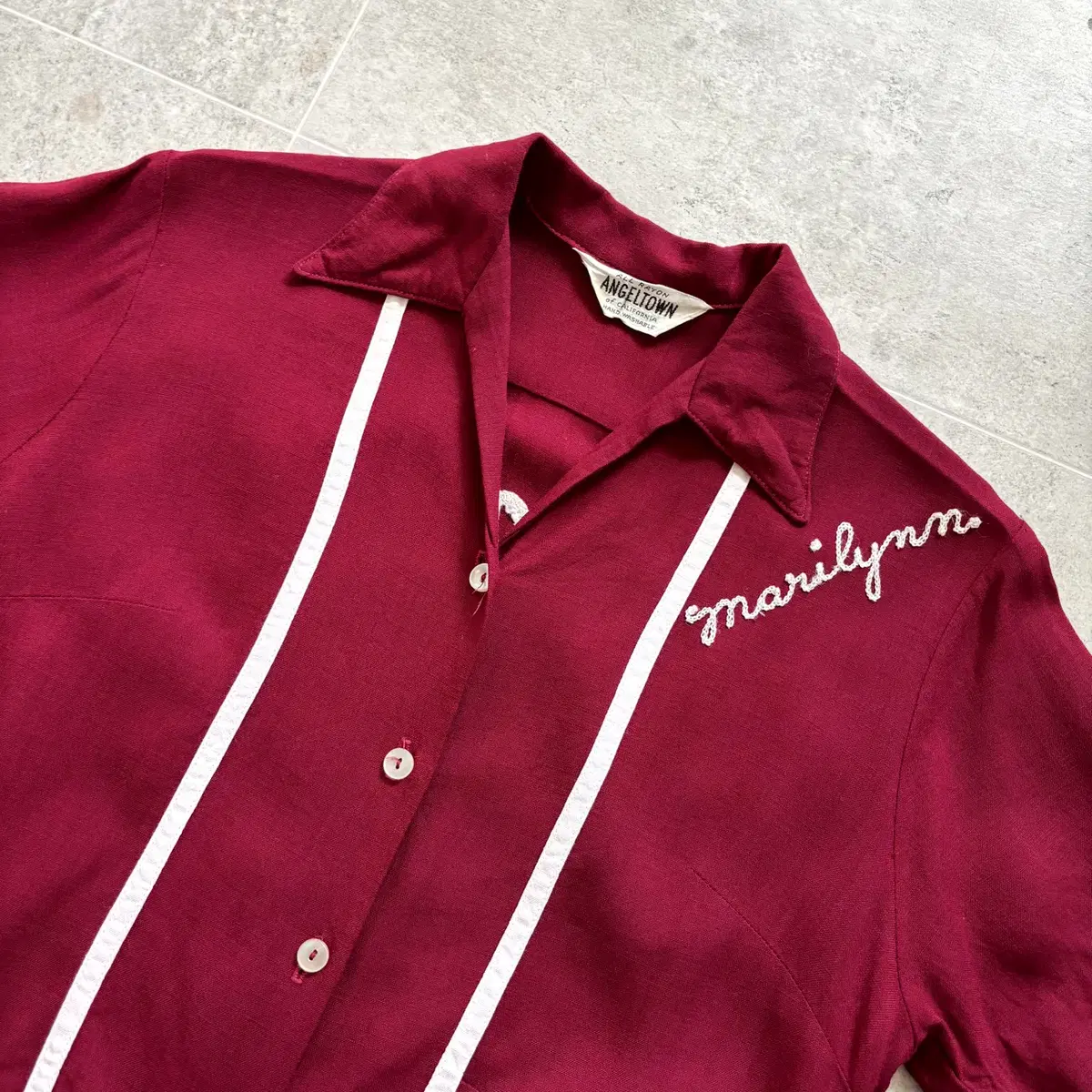 60's ANGELTOWN Chain Stitch Bowling Shirt M #빈티지볼링셔츠