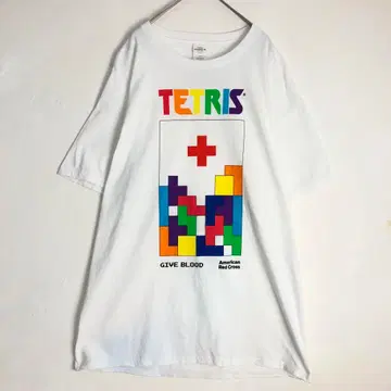 3297 Tetris 테트리스 미국 적십자사 빅 프린트 티셔츠