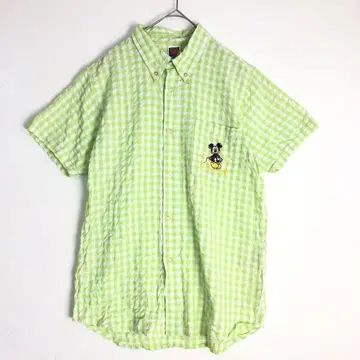 3305 반팔 셔츠 디즈니 미키 깅엄 체크 그린