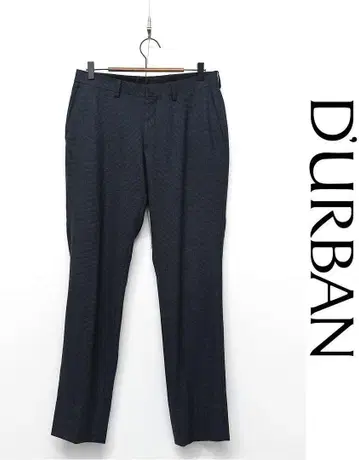 D456/DURBAN 슬랙스 하운드투스 체크 노턱 밑단 싱글 79 네이비