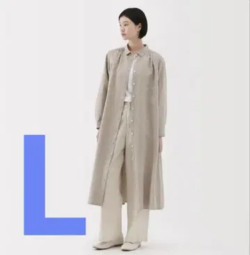 무인양품 린넨 워싱 긴팔 셔츠 원피스