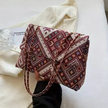 기하학 패턴 숄더백 빨간색 귀여운 세련된 개성 캐주얼 미사용 새상품