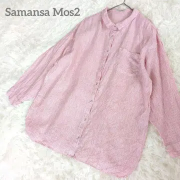 사만사 모스모스 Samansa Mos2 SM2 패턴 모듬 린넨 셔츠 핑크