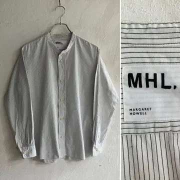 새상품급 MHL. 스트라이프 밴드 카라 셔츠 M 마가렛 호웰