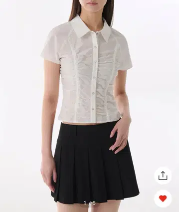 musinsa standard woman 화이트 반팔 셔츠 개더링