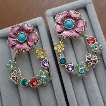 ANNA SUI 안나수이 플라워 & 버터플라이 골드 톤 귀찌