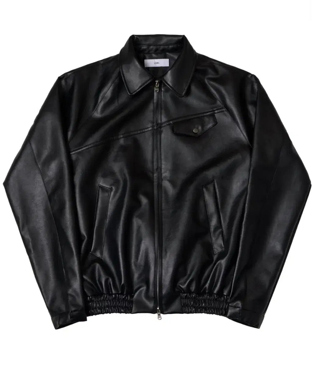 SLANT JOIN LEATHER BOMBER (BLACK)