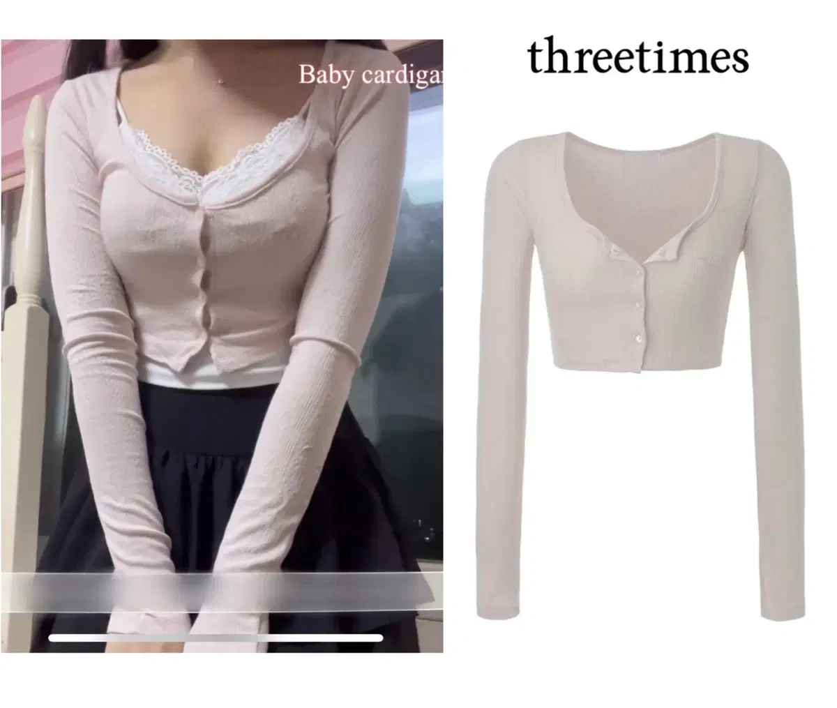 Threetimes Baby Cardigan Pink Crop Sculptor Baby Metal Club Angel Number 555