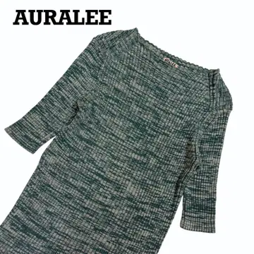 AURALEE 오라리 코튼 오분 소매 리브 니트 풀오버 상의