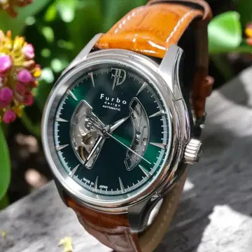 Furbo Furbo 자동 감기 손목 시계 아날로그 가죽 그린 F5025