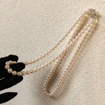 진주 이중 목걸이 화이트 약 40cm