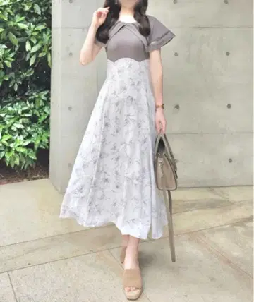 tocco closet 빅 칼라 백 레이스업 도킹 원피스
