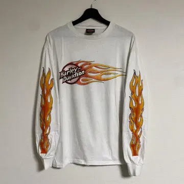 90s HARLEY DAVIDSON 티셔츠 롱 T FLAME FIRE