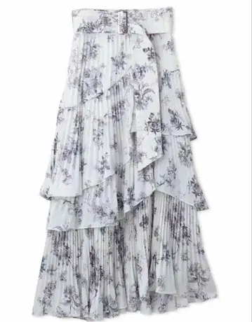 snidel sustainable 프린트 플리츠 티어드 스커트