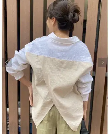 제나에스파스 메르베유 린넨 백 크로스 셔츠 화이트 베이지