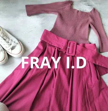 FRAYI.D 프레이아이디 핑크 리브 니트 도킹 원피스