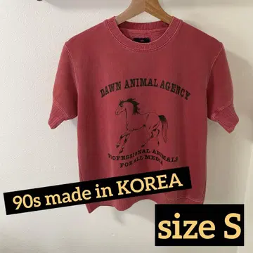 90s KOREA 제 반팔 맨투맨 S 사이즈 레드 프린트 칼리지