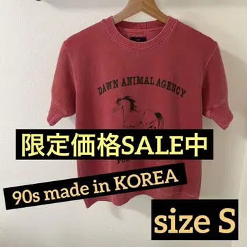 90s KOREA 제 반팔 맨투맨 S 사이즈 레드 프린트 칼리지