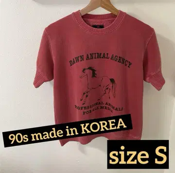 90s KOREA 제 반팔 맨투맨 S 사이즈 레드 프린트 칼리지