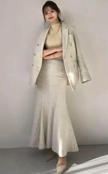 anuans 아누아스 린넨 머메이드 스커트 베이지