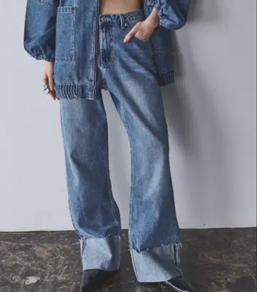 AIC. 빈티지 워시 와이드 핏 데님 팬츠 데님 팬츠 S