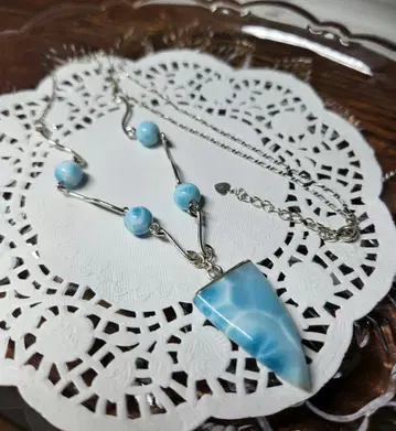 가격 인하 handmade 라리마 이빨 롱 목걸이