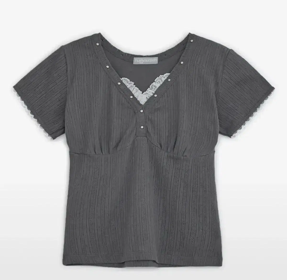 Hug u Skin Lace Stud Top (Charcoal) 25ss