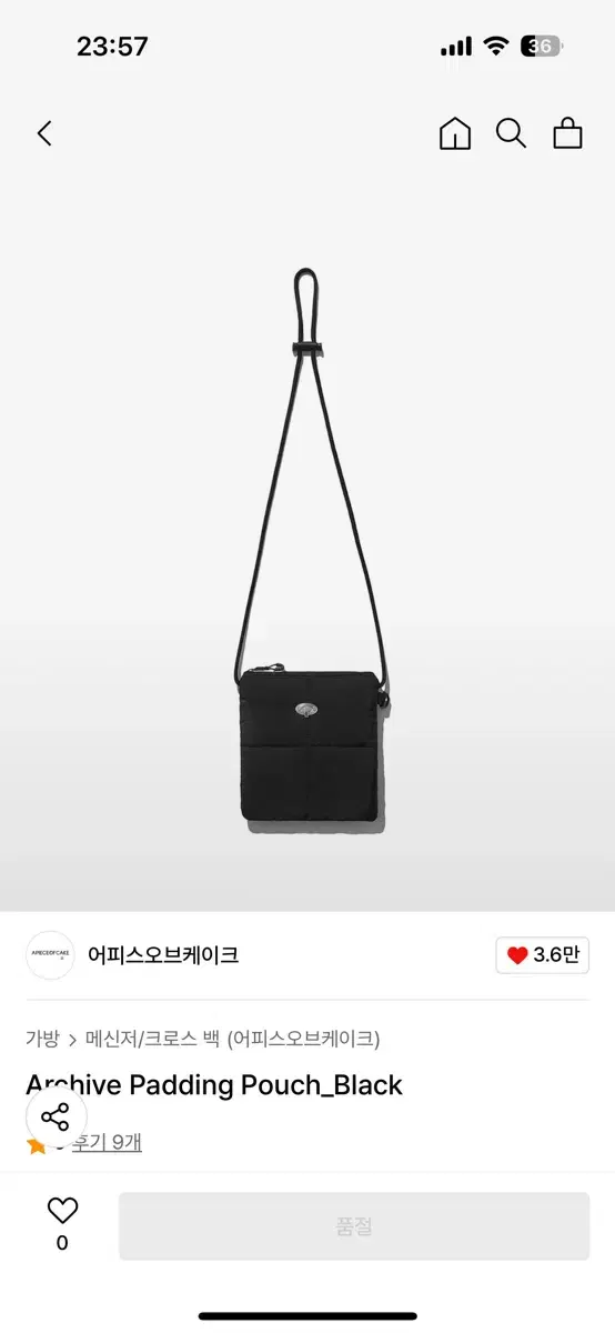 Apieceofcake Padded pow Pouch Bag Crossbody Bag