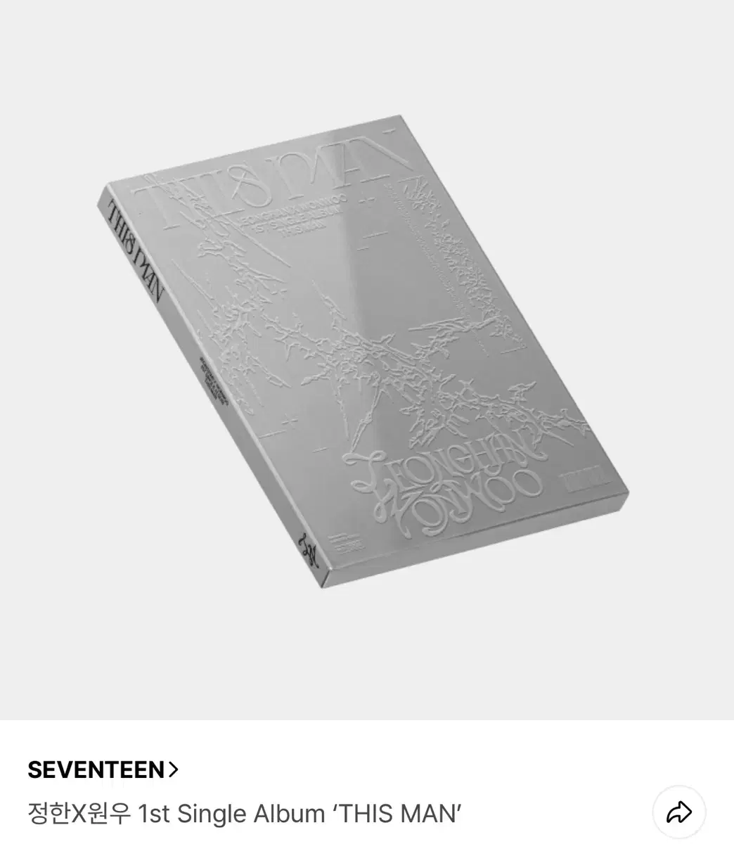세븐틴 정한X원우 THIS MAN 미개봉 앨범